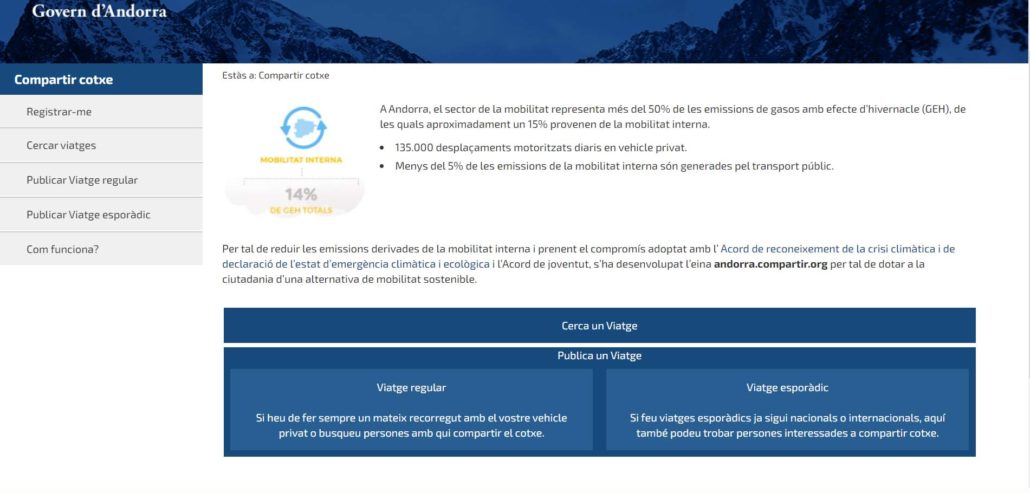 Andorra posa en marxa una plataforma tipus ‘BlaBlaCar’ per promoure l’ús de vehicles compartits