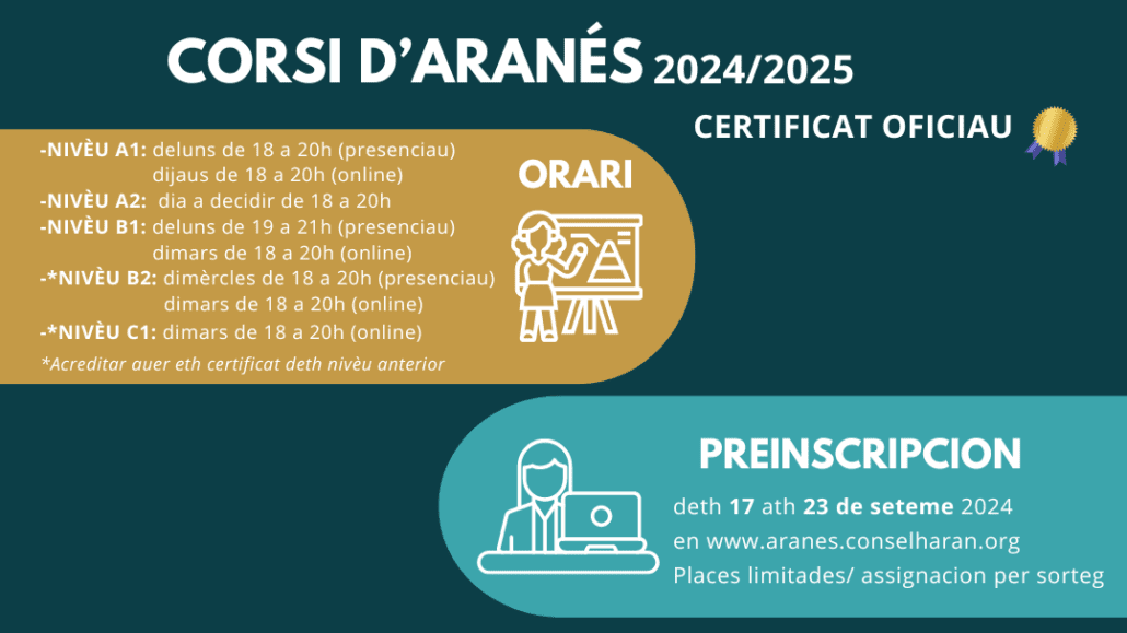 Obert el període de preinscripció per als cursos d’aranès