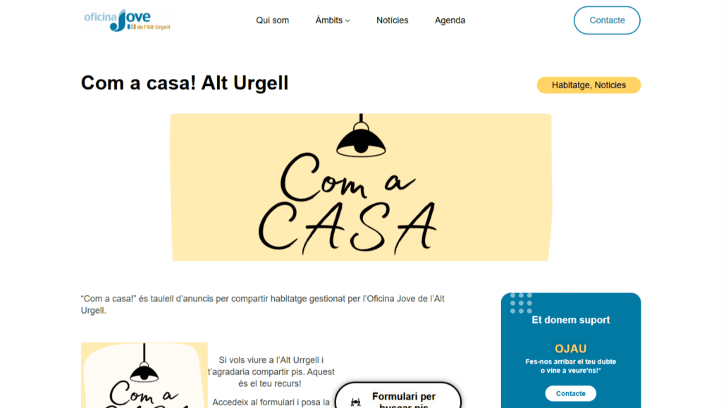 El taulell COM A CASA! neix per incentivar l’habitatge compartit a l’Alt Urgell